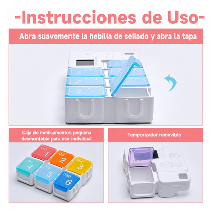 Pastillero Semanal con Alarma Digital - 7 Días
